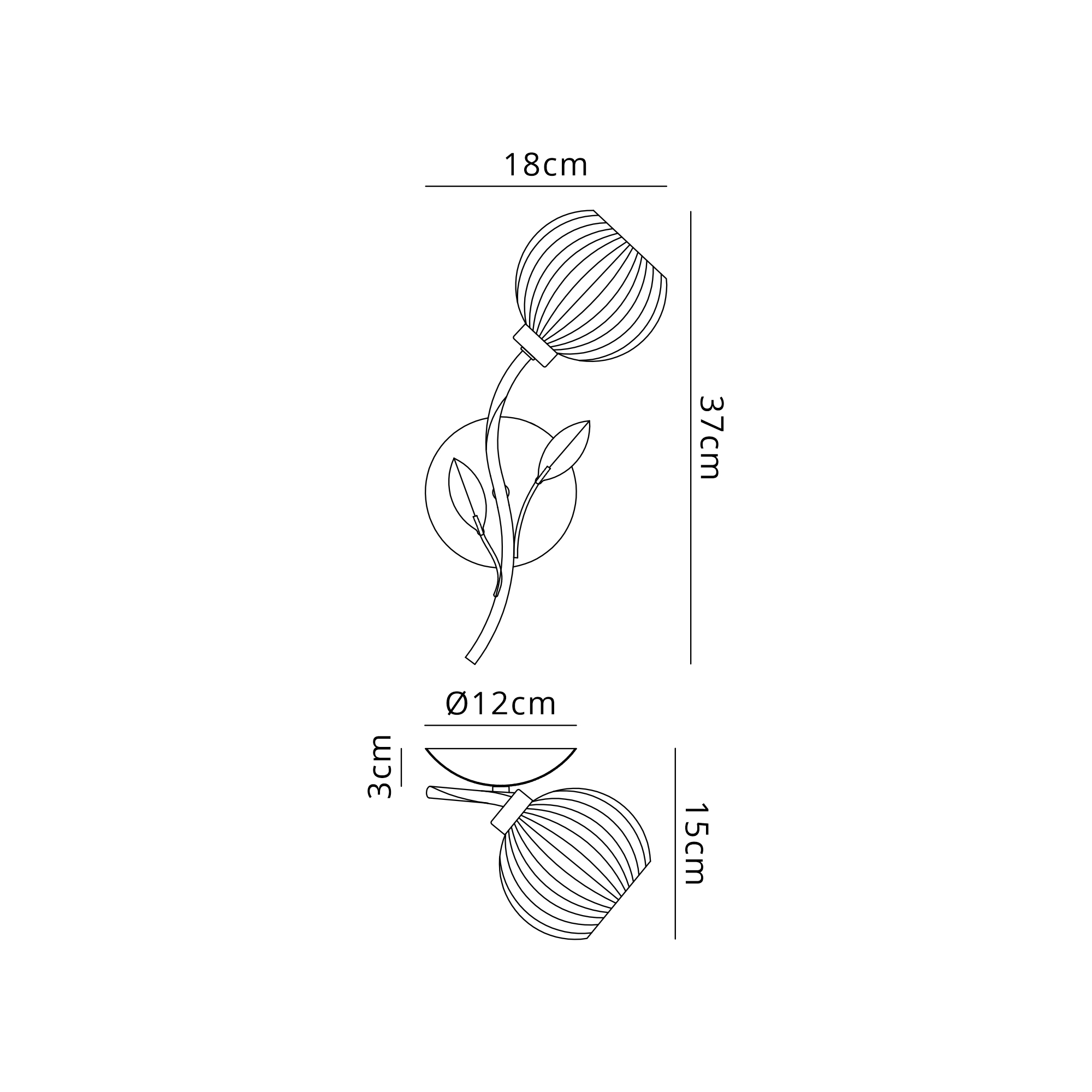 D0944CH/R  Elm Right Wall Light Polished Chrome